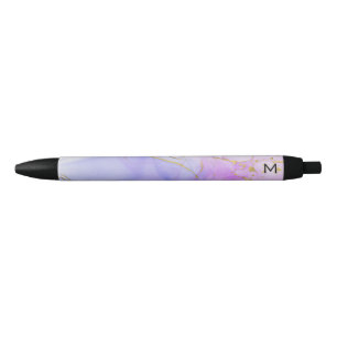 Stylo Noir Encre d'alcool rose, pourpre et bleu