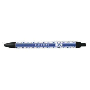 Stylo Noir enfants personnalisés nom bleu clair volleyballs