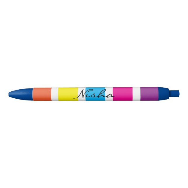 Stylo Noir Enseignant Enfants Monogramme Arc-en-ciel (Devant)