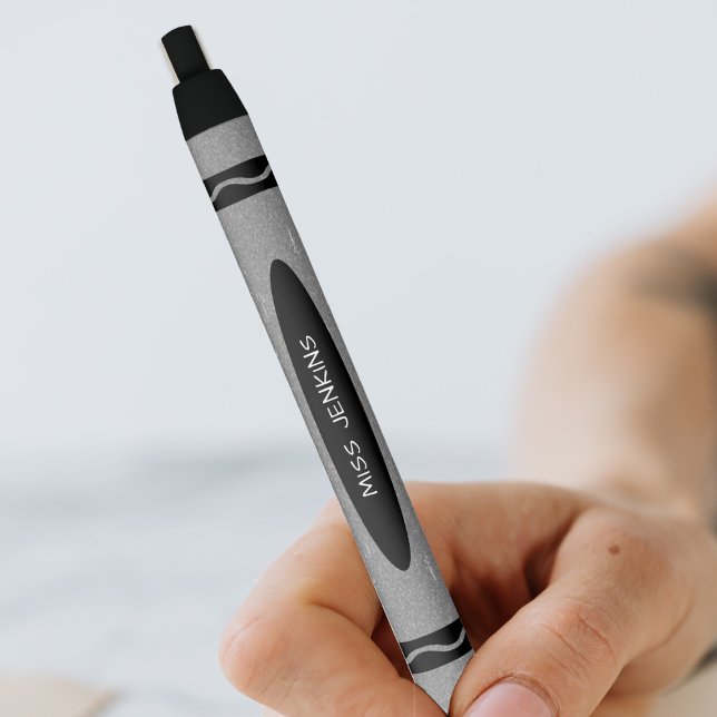 Stylo Noir Enseignant Grey Crayon (Grey Crayon Teacher Black Ink Pen)