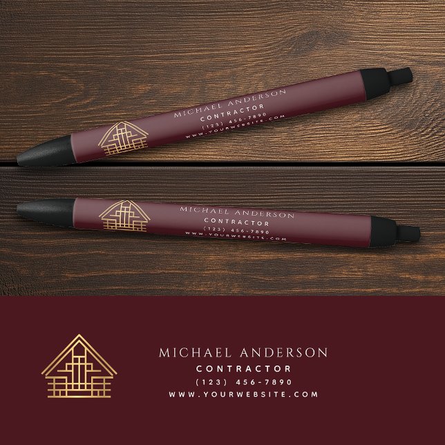 Stylo Noir Entreprise de construction de maisons rouges (Créateur téléchargé)