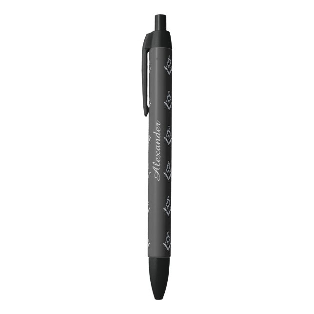 Stylo Noir Esprit maçonnique (Argent) (Haut (Vertical))