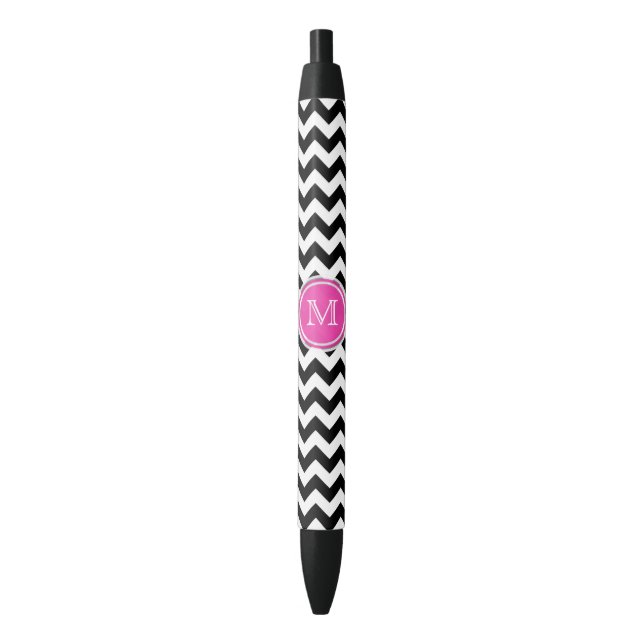 Stylo noir et blanc rose d'encre de monogramme de (devant Vertical)