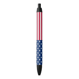 Stylo Noir États-Unis Drapeau américain étoiles et rayures