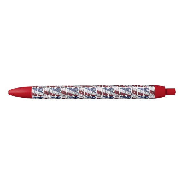 Stylo Noir États-Unis en rouge blanc et bleu drapeau patrioti (Devant)