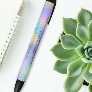 Stylo Noir Étincelle holographique Opale irisée Entreprise