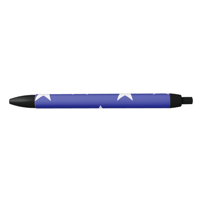 Stylo Noir Étoiles blanches en bleu (Devant)