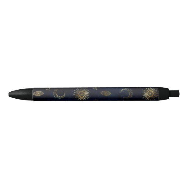 Stylo Noir Étoiles célestes Blue Gold Sun Moon (Devant)