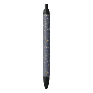 Stylo Noir Étoiles de scintillement d'or