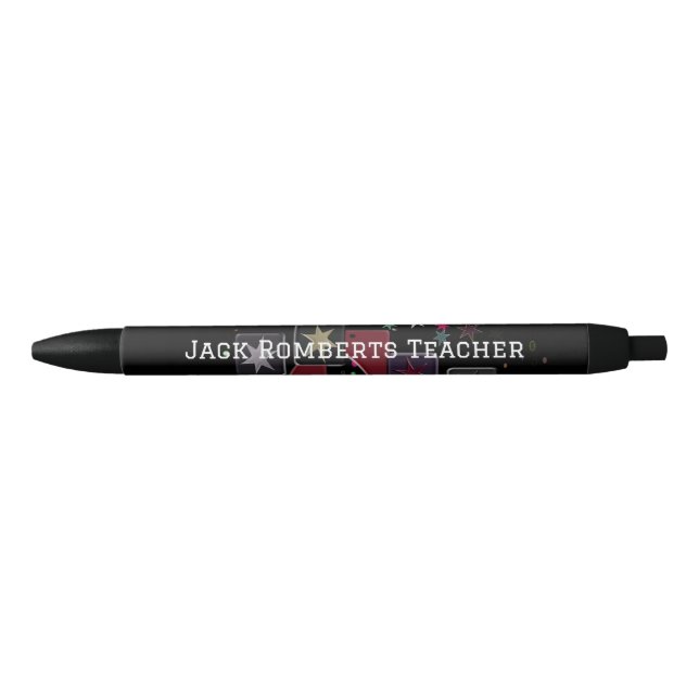 Stylo Noir Étoiles Monogrammes (Devant)
