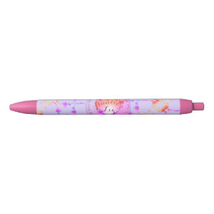 Stylo Noir Événement personnalisé / Anniversaire Coeurs Roses