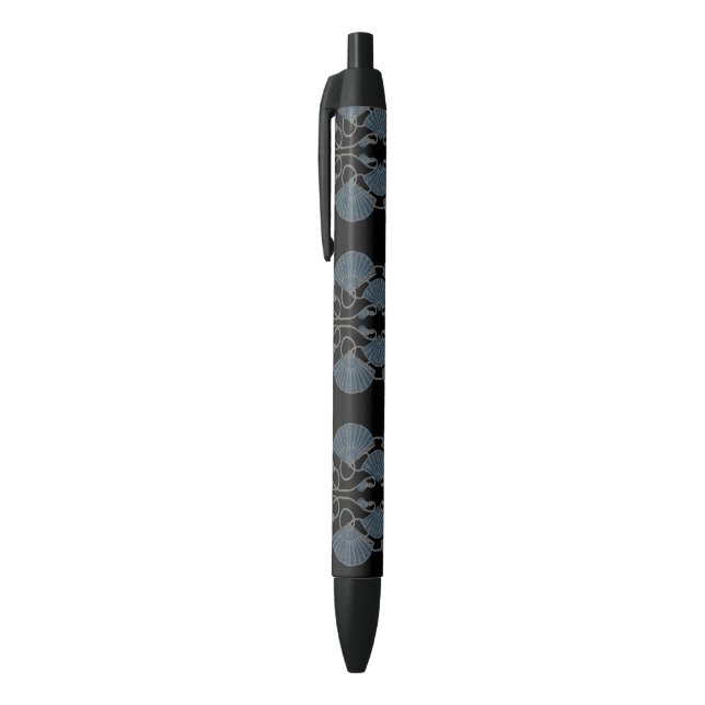 Stylo Noir Éventail Bleu Élégant (Haut (Vertical))