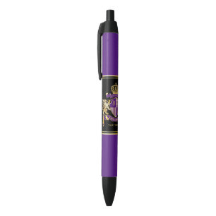 Stylo Noir Faites votre propre armoiries Emblème de lion doré