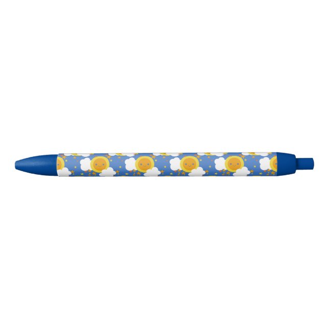 Stylo Noir Falln Kawaii Moon, Étoiles, Soleil (Devant)