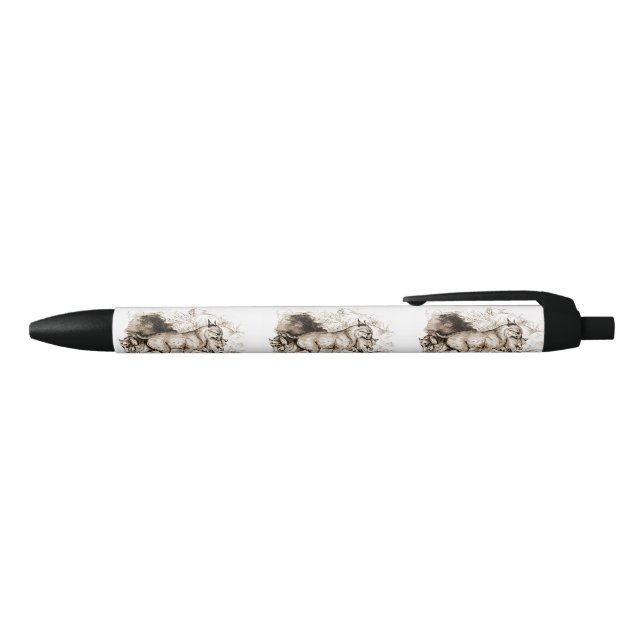 Stylo Noir Famille de Lynx roux (Haut)