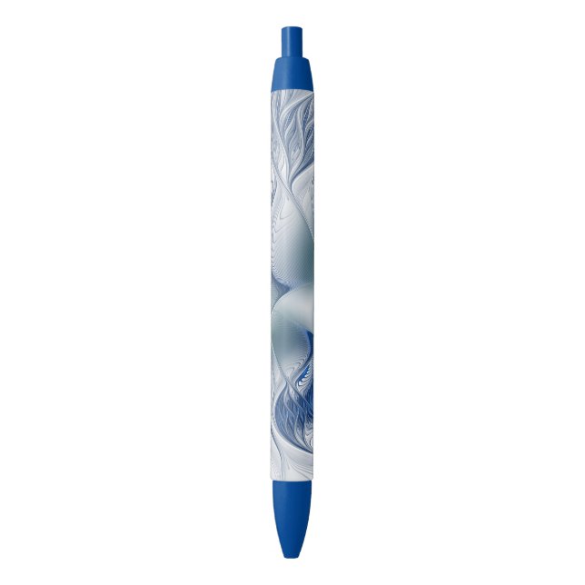 Stylo Noir Fantaisie dynamique Abstrait Tons bleus Art fracta (devant Vertical)