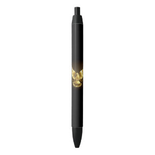Stylo Noir Faux Gold Foil Peace Dove en noir