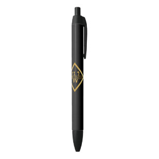 Stylo Noir Faux Monogramme Or – Noir & Or