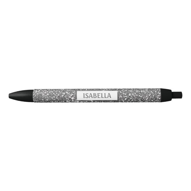 Stylo Noir Faux Silver Parties scintillant Texture Look & Cus (Devant)
