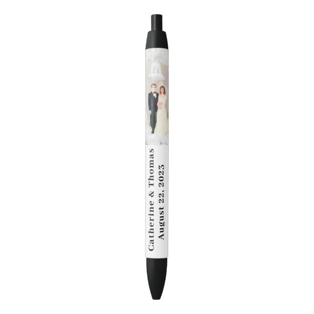 Stylo Noir Faveur de mariage personnalisée (devant Vertical)