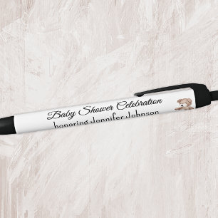 Stylo Noir Faveurs d'ours en peluche Baby Shower Boho Encre n
