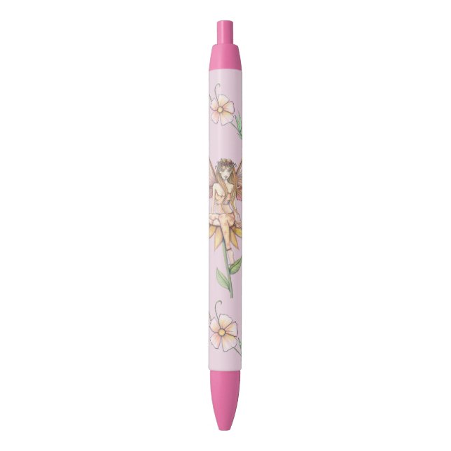 Stylo Noir Fée de la fleur rose Fantaisie Art (devant Vertical)