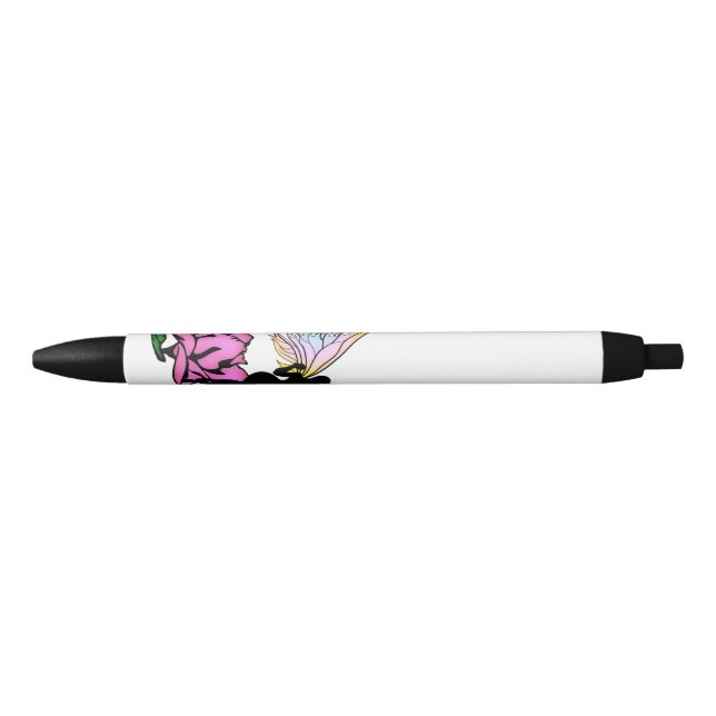 Stylo Noir Fée d'ombre rose (Devant)