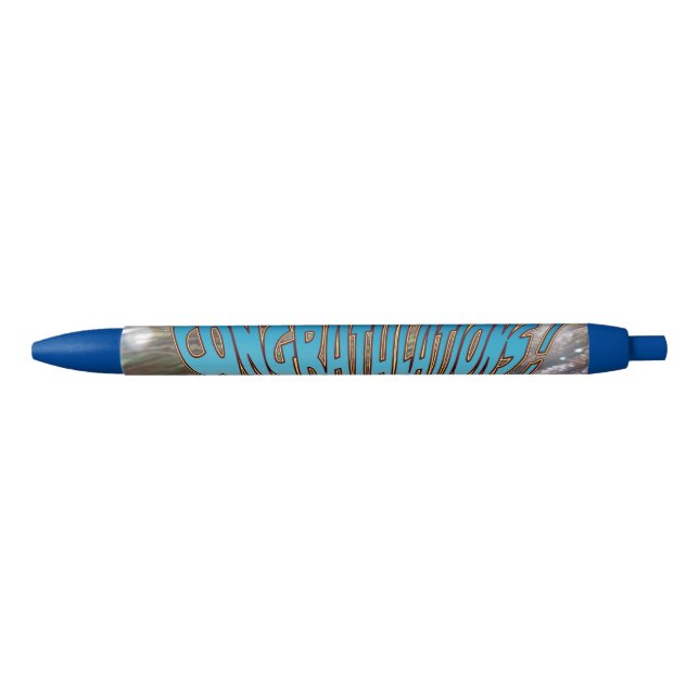 Stylo Noir Félicitations Peacock Blue Graduation Pen (Devant)