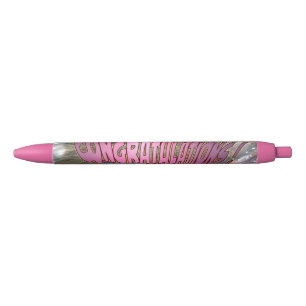 Stylo Noir Félicitations Peacock Pink Graduation Pen