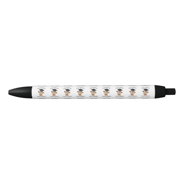 Stylo Noir Félicitations pour votre diplôme ! singe (Devant)