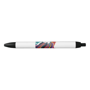 Stylo Noir Femme Abstraite colorée aux cheveux gonflables