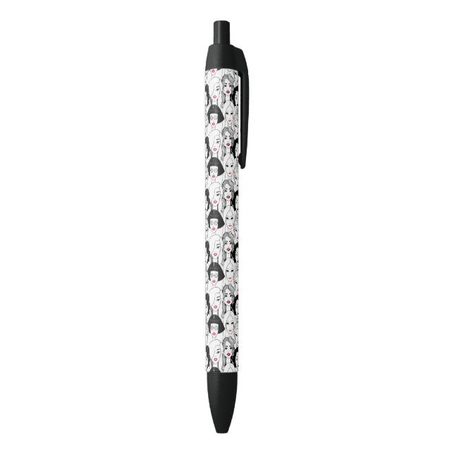 Stylo Noir Femmes avec le motif de rouge à lèvres (Bas (Vertical))
