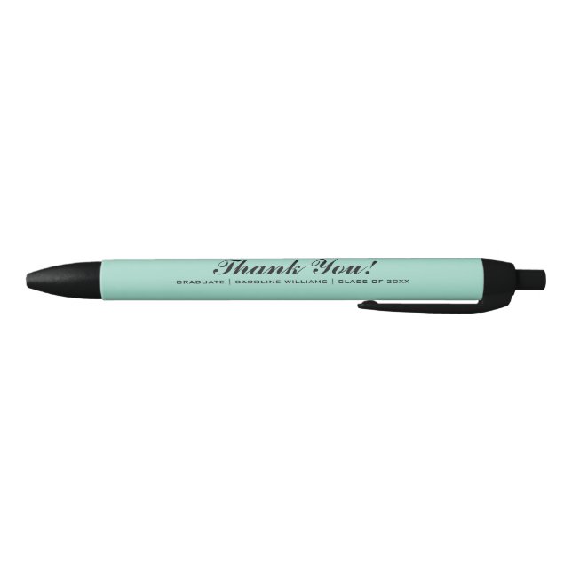 Stylo Noir Fête de graduation Mint & Black Faveur personnalis (Bas)