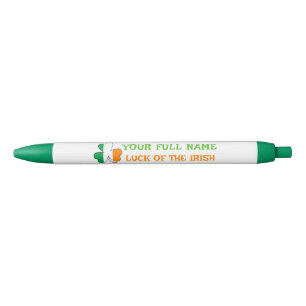 Stylo Noir Fête de la Saint-Patrick Drapeau de l'Irlande Nom 