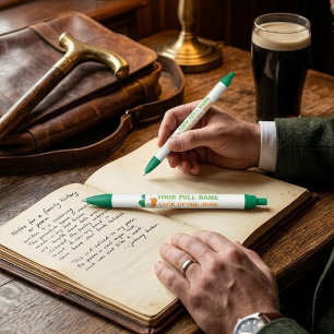 Stylo Noir Fête de la Saint-Patrick Drapeau de l'Irlande Nom