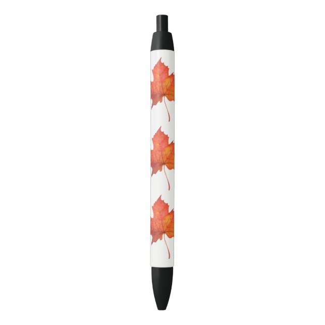 Stylo Noir Feuille d'érable d'aquarelle (devant Vertical)