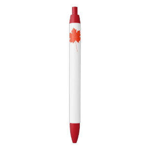 Stylo Noir Feuille d'érable rouge