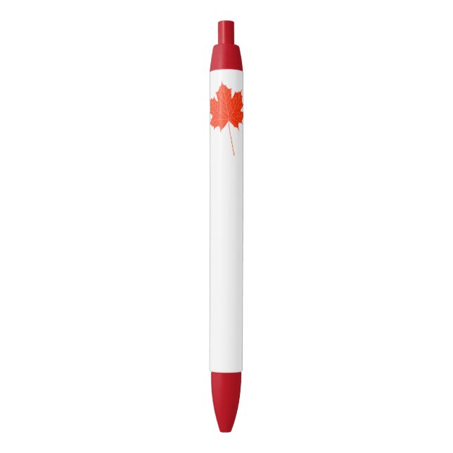 Stylo Noir Feuille d'érable rouge (devant Vertical)