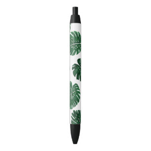 Stylo Noir Feuille peint à la main tropical d'usine de