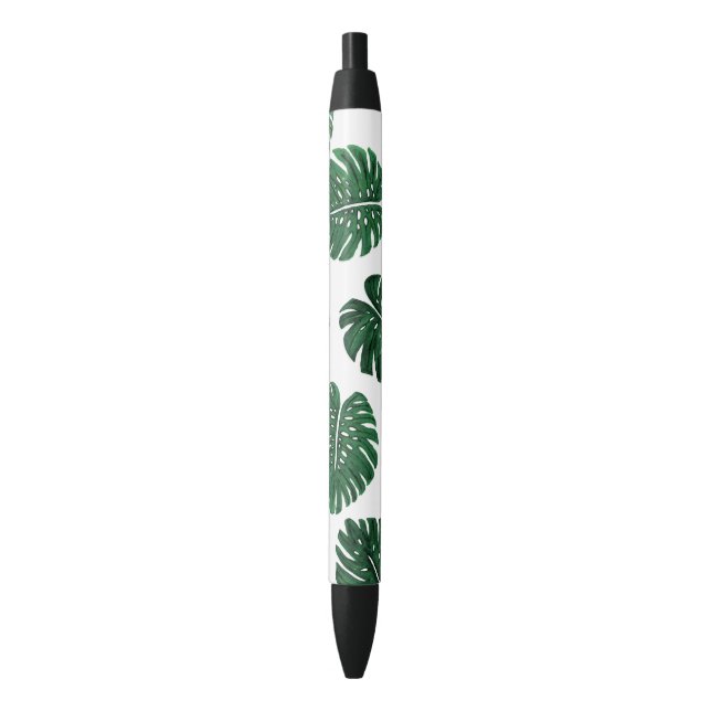 Stylo Noir Feuille peint à la main tropical d'usine de (devant Vertical)