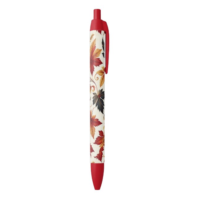Stylo Noir Feuilles d'Automne (Bas (Vertical))