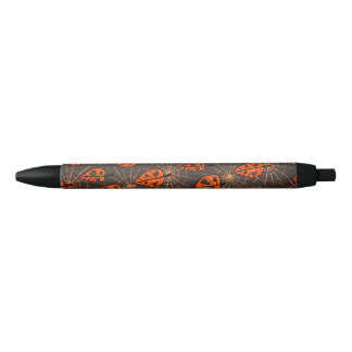 Stylo Noir Feuilles d'automne d'Halloween et toiles d'araigné