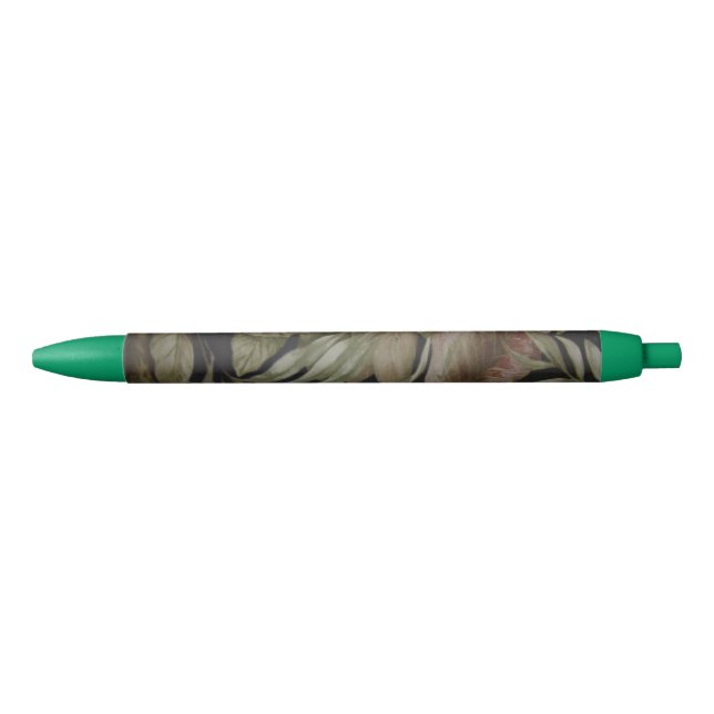 STYLO NOIR FEUILLES DE PALMIERS TROPICAUX (Devant)