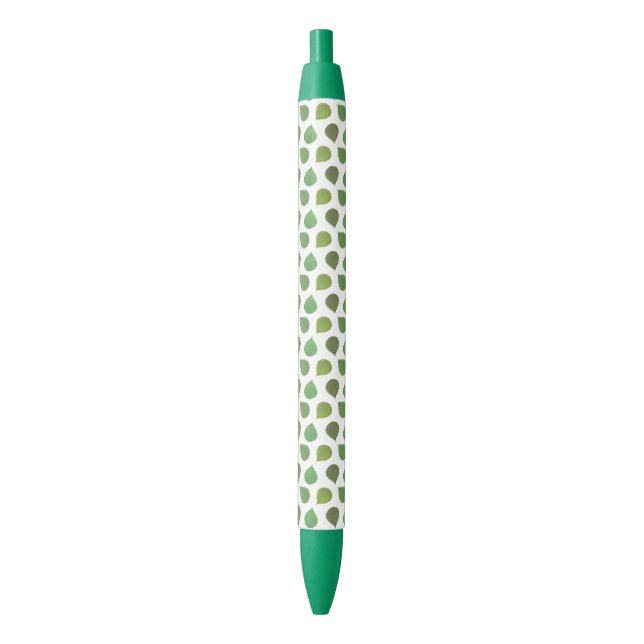Stylo Noir Feuilles vertes de l'arbre de Jade sur fond blanc (devant Vertical)