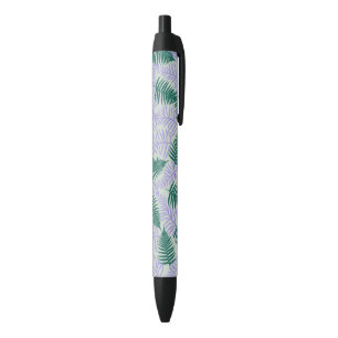 Stylo Noir Feuilles verts pourpre  rétro les années 70 Fleur 