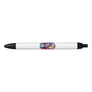 Stylo Noir Feux d'artifice patriotiques du drapeau américain