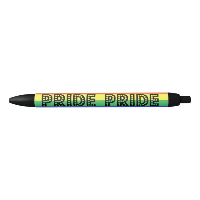Stylo Noir Fierté arc-en-ciel (Devant)