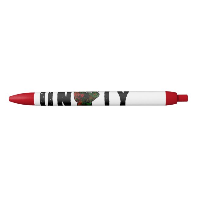 Stylo Noir fierté noire drapeau rouge vert poing panafricain  (Devant)