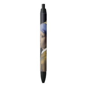 Stylo Noir Fille avec une boucle d'oreille de perle par