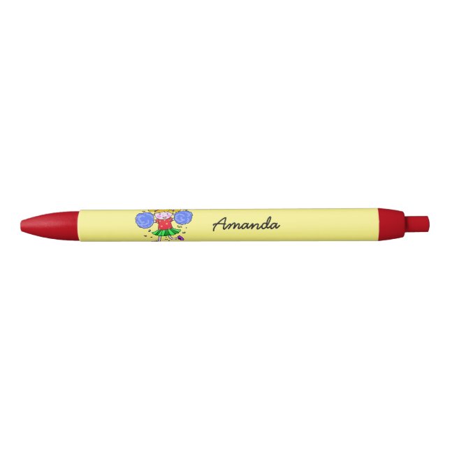 Stylo Noir fille mignonne de pom-pom girl (Devant)